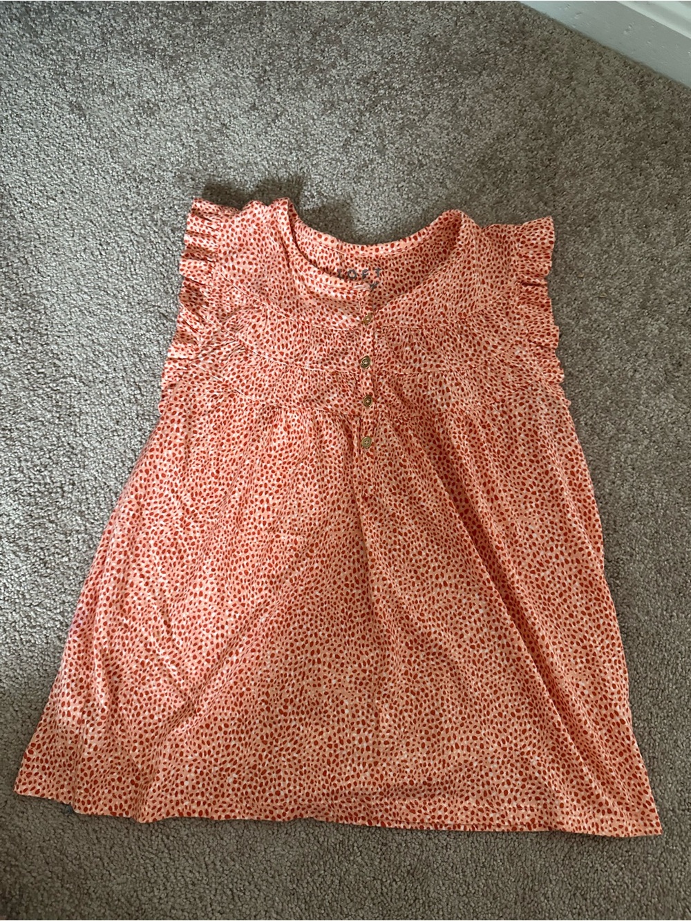 LOFT Coral Dot Ruffle Sleeve Tunic